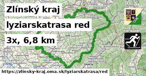 Zlínský kraj Lyžiarske trasy červená 