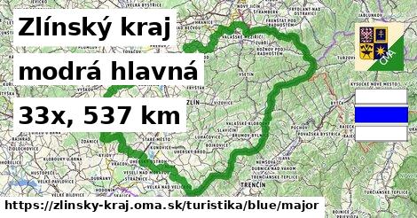 Zlínský kraj Turistické trasy modrá hlavná