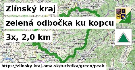 Zlínský kraj Turistické trasy zelená odbočka ku kopcu