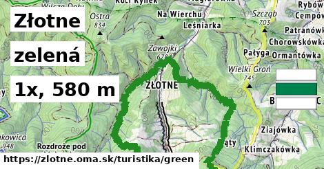 Złotne Turistické trasy zelená 