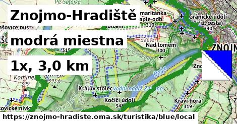 Znojmo-Hradiště Turistické trasy modrá miestna