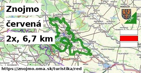 Znojmo Turistické trasy červená 