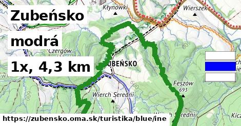 Zubeńsko Turistické trasy modrá iná