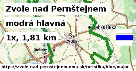 Zvole nad Pernštejnem Turistické trasy modrá hlavná