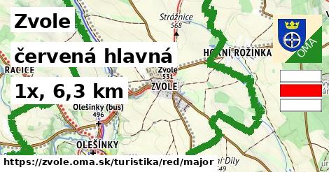 Zvole Turistické trasy červená hlavná