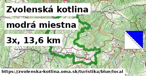 Zvolenská kotlina Turistické trasy modrá miestna