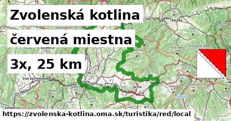 Zvolenská kotlina Turistické trasy červená miestna