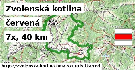 Zvolenská kotlina Turistické trasy červená 