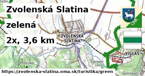 Zvolenská Slatina Turistické trasy zelená 