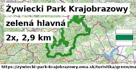 Żywiecki Park Krajobrazowy Turistické trasy zelená hlavná