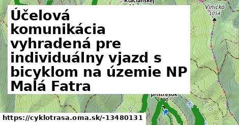 Účelová komunikácia vyhradená pre individuálny vjazd s bicyklom na územie NP Malá Fatra