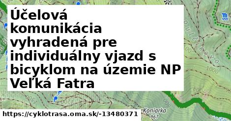 Účelová komunikácia vyhradená pre individuálny vjazd s bicyklom na územie NP Veľká Fatra