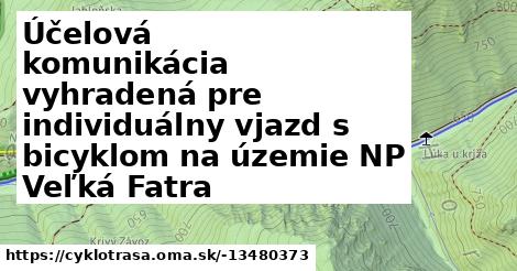 Účelová komunikácia vyhradená pre individuálny vjazd s bicyklom na územie NP Veľká Fatra