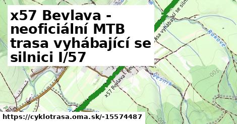 x57 Bevlava - neoficiální MTB trasa vyhábající se silnici I/57