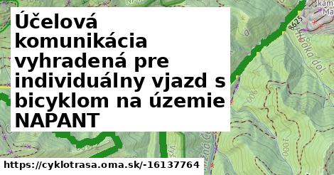 Účelová komunikácia vyhradená pre individuálny vjazd s bicyklom na územie NAPANT