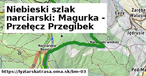 Niebieski szlak narciarski: Magurka - Przełęcz Przegibek