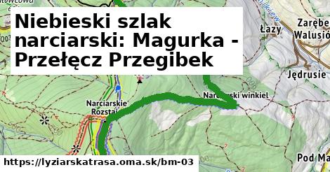 Niebieski szlak narciarski: Magurka - Przełęcz Przegibek