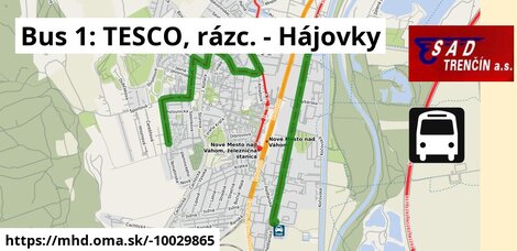 Bus 1: TESCO, rázc. - Hájovky
