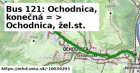 Bus 121: Ochodnica, konečná = >  Ochodnica, žel.st.