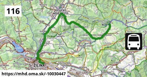 Bus 116: Horný Vadičov, Kubaščíkovci = >  Žilina, AS