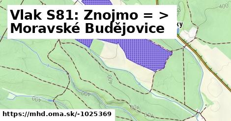 Vlak S81: Znojmo = >  Moravské Budějovice