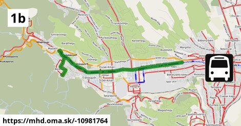 1B = >  Szondi György utca = >  Felső-Majláth = >  Berekalja