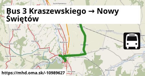 Bus 3 Kraszewskiego → Nowy Świętów