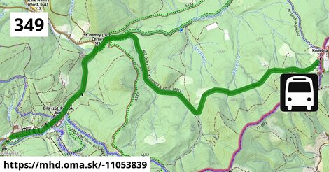 Bus 349: Bílá, zámeček = >  Bílá, Konečná, státní hranice