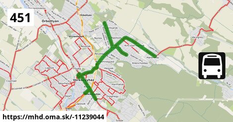 451 "A" v: Erdőkertes (Háromház), autóbusz-forduló = >  Erdőkertes, Thököly utca autóbusz-forduló = >  Erdőkertes, Géza utca autóbusz-forduló = >  Veresegyház, vasútállomás = >  Gödöllő, autóbusz-állomás