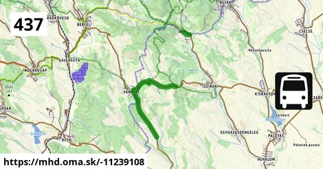 437 "B": Budapest, Stadion autóbusz-pályaudvar = >  Vanyarc, kállói elágazás = >  Bér, Fő tér