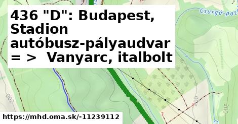 436 "D": Budapest, Stadion autóbusz-pályaudvar = >  Vanyarc, italbolt