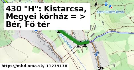 430 "H": Kistarcsa, Megyei kórház = >  Bér, Fő tér