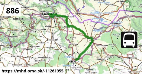 Bus 886: Drosendorf Schulen = >  Horn Bahnhof (über Wolfsbach bei Drosendorf Ort)