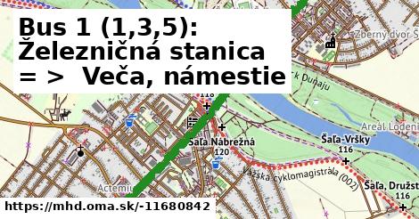 Bus 1 (1,3,5): Železničná stanica = >  Veča, námestie