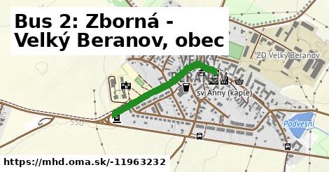 Bus 2: Zborná - Velký Beranov, obec
