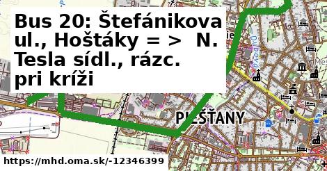 Bus 20: Štefánikova ul., Hoštáky = >  N. Tesla sídl., rázc. pri kríži