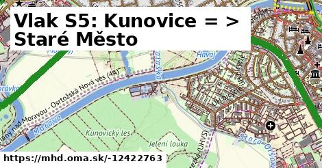 Vlak S5: Kunovice = >  Staré Město