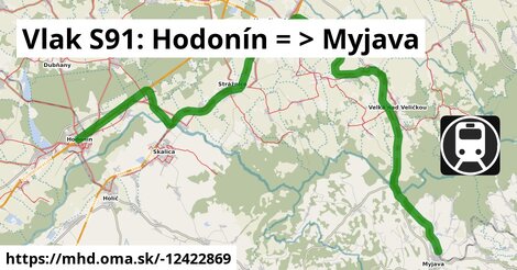 Vlak S91: Hodonín = >  Myjava