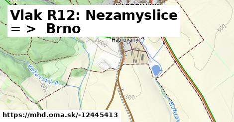 Vlak R12: Nezamyslice = >  Brno