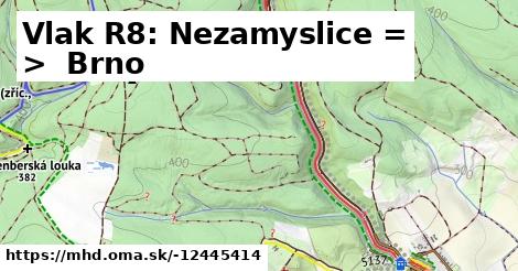 Vlak R8: Nezamyslice = >  Brno