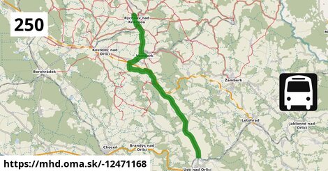 250 Libchavy, železniční zastávka = >  Rychnov nad Kněžnou, nemocnice