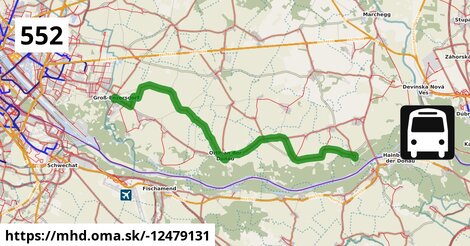 Bus 552: Stopfenreuth Uferstraße = >  Großenzersdorf Busbahnhof