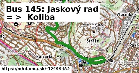 Bus 145: Jaskový rad = >  Koliba