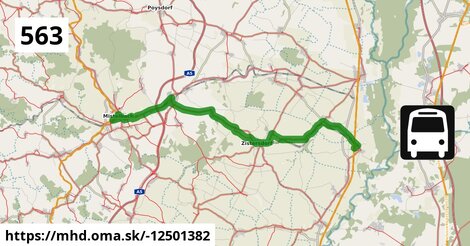 Bus 563: Drösing Bahnhof = >  Mistelbach Bahnhof (via M-City, Mistelbach Hauptplatz)