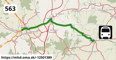 Bus 563: Mistelbach Bahnhof = >  Zistersdorf Hauptstraße (via Zistersdorf Schloßplatz)