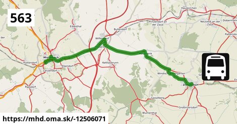 Bus 563: Mistelbach Bahnhof = >  Zistersdorf Hauptstraße (via Mistelbach Hauptplatz)