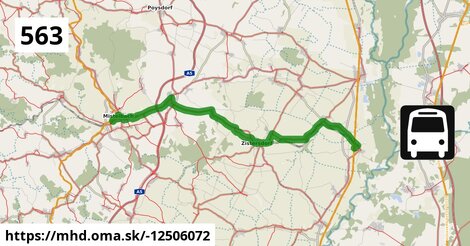 Bus 563: Mistelbach Bahnhof = >  Drösing Bahnhof (via Mistelbach Hauptplatz & M-City)