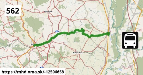 Bus 562: Hohenau Bahnhof = >  Mistelbach Bahnhof (ohne Halt in Ebersdorf, Bullendorf)