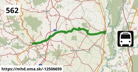 Bus 562: Hohenau Bahnhof = >  Mistelbach Bahnhof (via Dobermannsdorf Kirche)