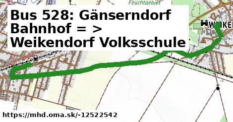 Bus 528: Gänserndorf Bahnhof = >  Weikendorf Volksschule